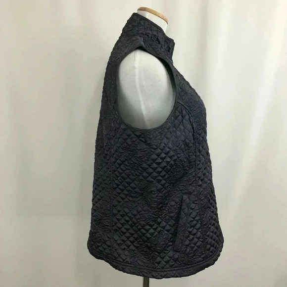 Susan Graver Women’s Vest Medium Gray Front Zip Quilted Pockets - Picture 6 of 8